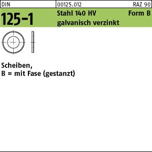 DIN 125 Unterlegscheibe 140 HV Form B  -  galvanisch verzinkt