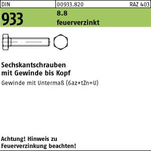 DIN 933 Sechskantschraube mit Gewinde bis Kopf 8.8 - feuerverzinkt