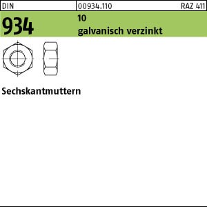 DIN 934 Sechskantmutter Klasse 10  -  galvanisch verzinkt