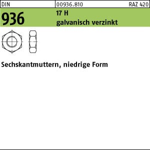 DIN 936 Sechskantmutter niedrige Form 17 H M 12 gvz