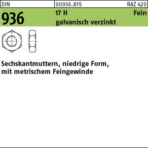 DIN 936 Sechskantmutter niedrige Form 17 H M 30 x 2 gvz
