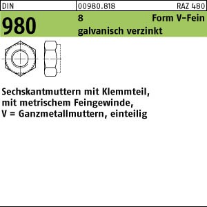 DIN 980 Sechskantmutter m. Klemmteil 8 V M 22 x 1,5 gvz