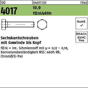 ISO 4017 10.9 M 16 x 30 zinklamellenbeschichtet