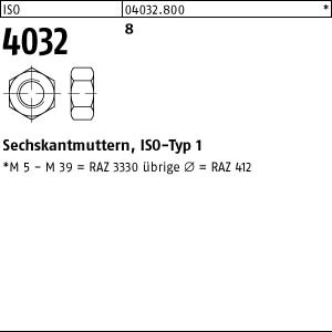 ISO 4032 Sechskantmutter Klasse 8 - blank