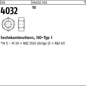 ISO 4032 Sechskantmutter Klasse 10 - blank