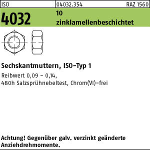 ISO 4032  Sechskantmutter 10 M 16  zinklamellenbesch.
