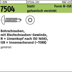 DIN 7504 Linsenkopf-Bohrschraube Typ N/M mit ISR-T - verzinkt