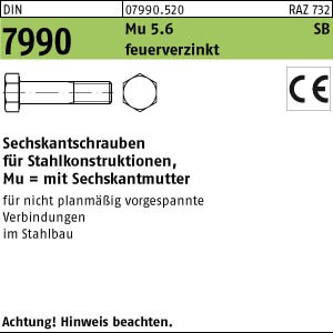 SB-Garnitur DIN 7990 Mu 5.6 Sechskantschraube für Stahlkonstruktionen  feuerverzinkt