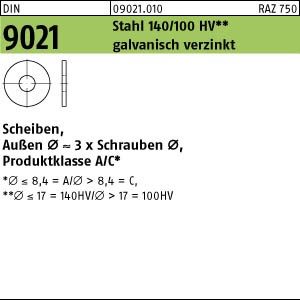 10,5 DIN9021 Unterlegscheiben verzinkte Beilagscheiben