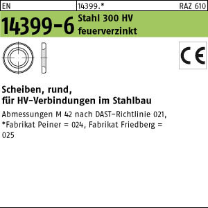 A.Friedberg Scheiben für HV-Verbindungen im Stahlbau EN 14399-6 Stahl 300 HV tzn 