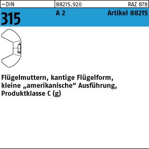 Flügelmutter amerikanische Form - Edelstahl A2