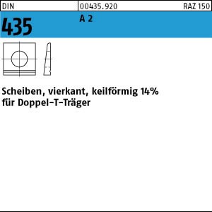 DIN 435 Keilscheibe 14% für Doppel T-Träger - Edelstahl A2