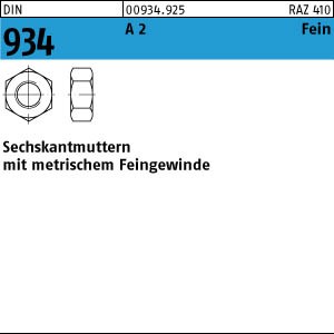 DIN 934 Sechskantmutter Feingewinde  -  Edelstahl A2