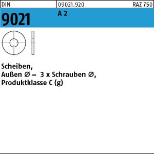 DIN 9021 A2   U-Scheibe 10,5 Produktklasse C