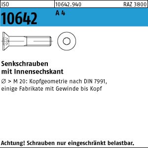 ISO 10642 A4   Senkschraube  M 12 x 18