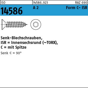 ISO 14586 Senk-Blechschraube A2  4,8 x 60 -C -T25