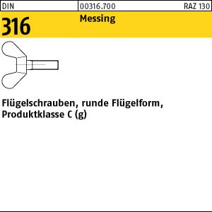 DIN 316  Flügelschraube Messing M 5 x 10 Ms