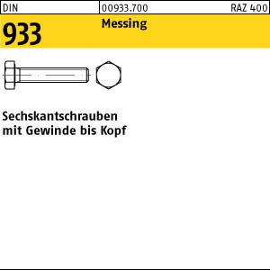 DIN 933 Sechskantschraube mit Gewinde bis Kopf - Messing blank