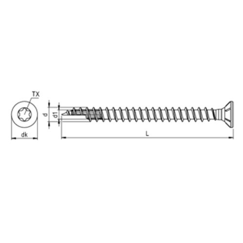 HBS VG Senkkopf 8,0 x 180 VG TX 40 Stahl verz. blau