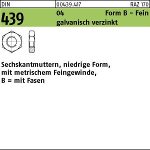 DIN 439 Sechskantmutter flache Form m. metrischem Feingewinde - verzinkt