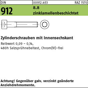 DIN 912 Zylinderschraube 8.8  M 8 x 70 - flZn/TL 480h zinkl.