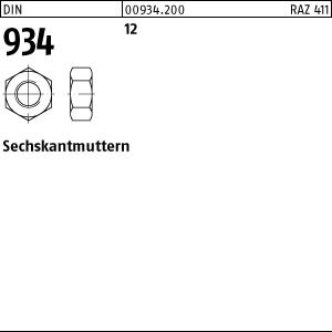 DIN 934 Sechskantmutter Klasse 12  -  Stahl blank