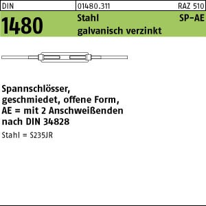 DIN 1480  Spannschloss Stahl galv. verzinkt - mit 2 Anschweißenden - mit ÜZ