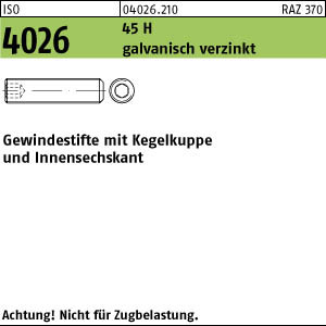 ISO 4026 Gewindestift mit Kegelkuppe u. Innensechskant - galvanisch verzinkt