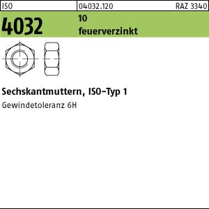 ISO 4032 Sechskantmutter Klasse 10 - feuerverzinkt