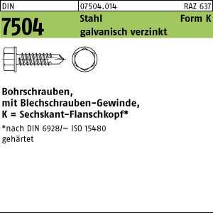 DIN 7504 Bohrschraube K 6,3 x 80 galv. verz., Sechskant