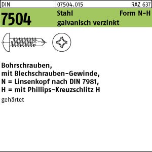 DIN 7504 Linsenkopf-Bohrschraube Typ N/M mit Kreuzschlitz H - verzinkt