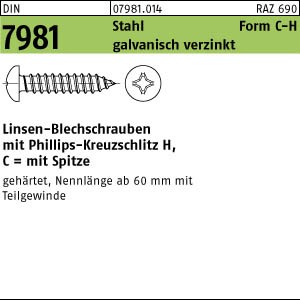 DIN 7981 Linsen-Blechschraube Kreuzschlitz H - verzinkt passiviert