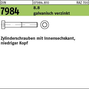 DIN 7984 Zylinderschraube M 8 x 12 - 8.8 - galv. verzinkt
