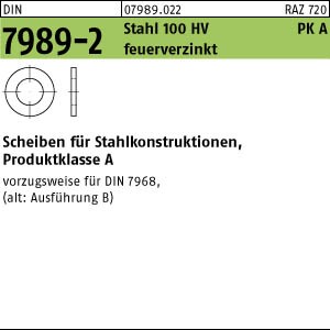 DIN 7989 -2 ( Prod-Kl. A ) Scheiben für Stahlkonstruktionen - feuerverzinkt 