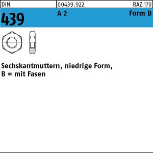 DIN 439 Sechskantmutter flache Form - Edelstahl A2