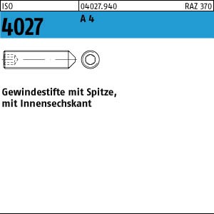 ISO 4027 Gewindestift mit Spitze u. Innensechskant - Edelstahl A4