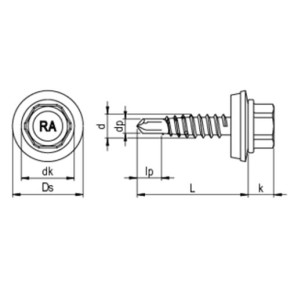 RP-r-3H Bohrschraube 6-kt. 4,8 x 22 VG SW 8 A2/Bimetall E14 | Verbindung von Profilblechen im Überlappungsbereich 