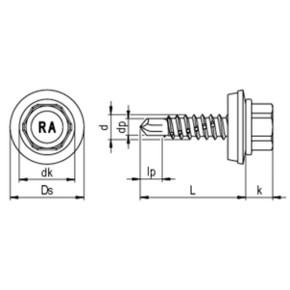 RP-r Bohrschraube 6-kt. 4,8 x 20 VG SW 8 A2/Bimetall | Befestigung von Stahlprofilblech auf Stahl-UK
