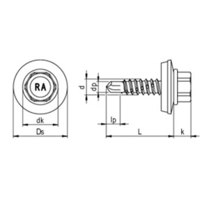 RP-r Bohrschraube 6-kt. 4,8 x 20 VG SW 8 A2/Bimetall | Befestigung von Stahlprofilblech auf Stahl-UK