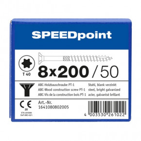 ABC-Holzschraube PT-1 SPEEDpoint -SK- T-40 TG vz 8x200/80