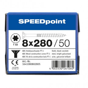 ABC-Holzschraube PT-1 SPEEDpoint -SK- T-40 TG vz 8x280/100