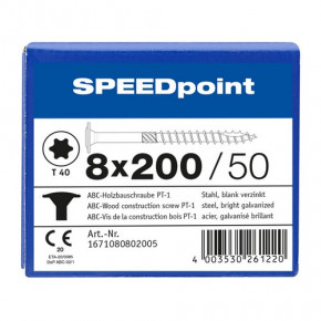 ABC-Holzschraube PT-1 SPEEDpoint -TK- T-40 TG vz 8x200/80