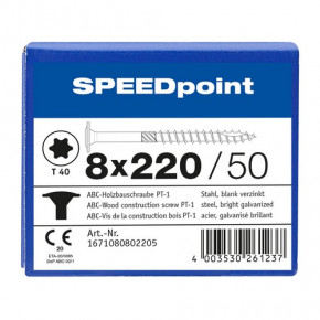 ABC-Holzschraube PT-1 SPEEDpoint -TK- T-40 TG vz 8x220/100