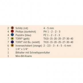 1/4" Bit Box mit markierten Bits 33tlg