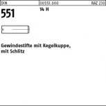 DIN 551 Gewindestift 14 H mit Kegelkuppe u. Schlitz - Stahl blank