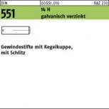 DIN 551 Gewindestift 14 H mit Kegelkuppe u. Schlitz - Stahl verzinkt