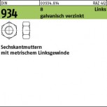 DIN 934 Sechskantmutter Klasse 8 Linksgewinde  -  galvanisch verzinkt