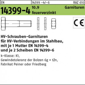HV Schrauben-Garnitur -  EN 14399 -4 10.9 tZn - Fabrikat PEINER