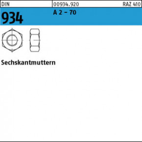 DIN 934 A2   Sechskantmutter  M 3